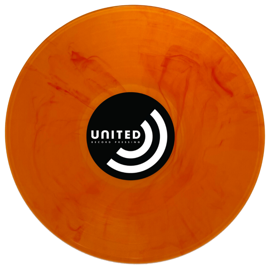 308 Translucent Orange with Opaque Red Swirls record