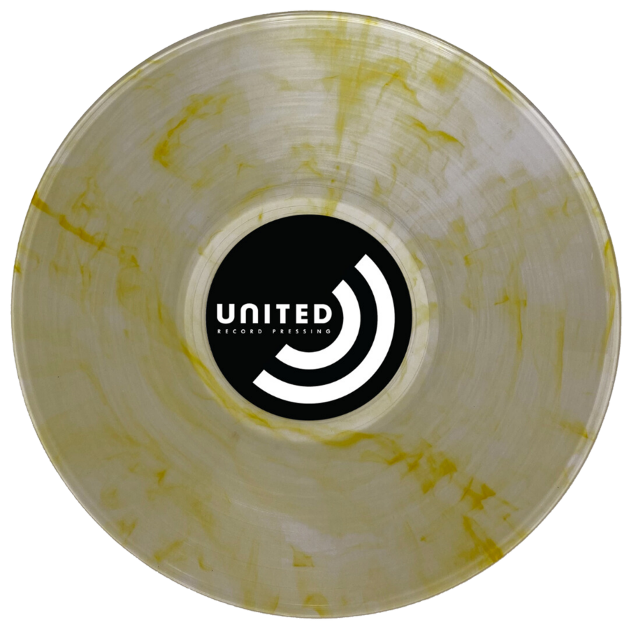 312 Clear with Opaque Yellow Swirls record