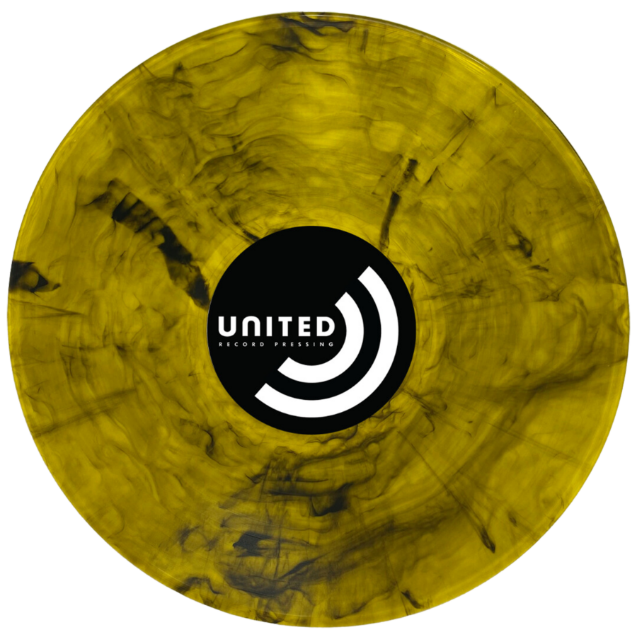 313 Translucent Yellow with Black Swirls record