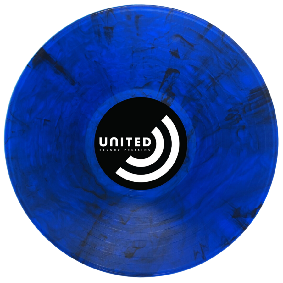 322 Translucent Blue with Black Swirls record