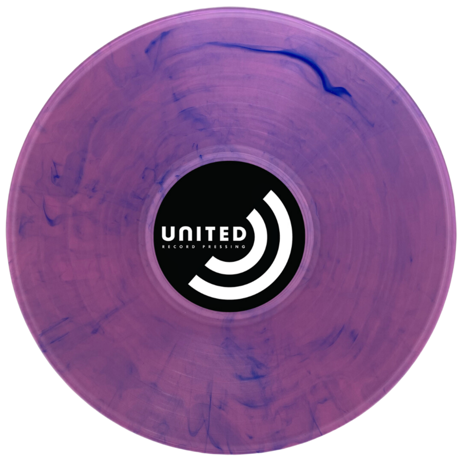 330 Translucent Pink with Opaque Blue Swirls record