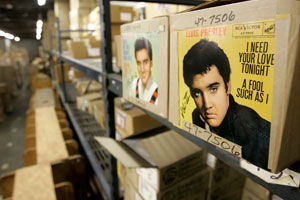 Boxes of Elvis Presley records