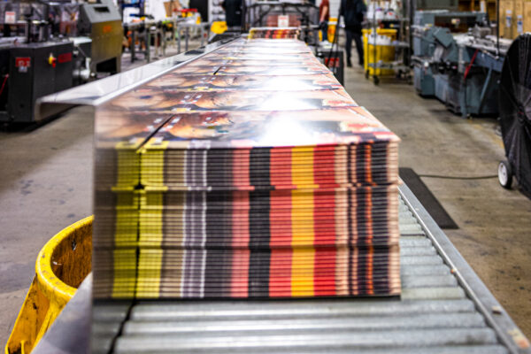 Stack of vinyl record jackets