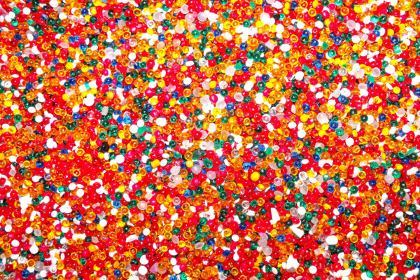 Multiple colors of vinyl pellets